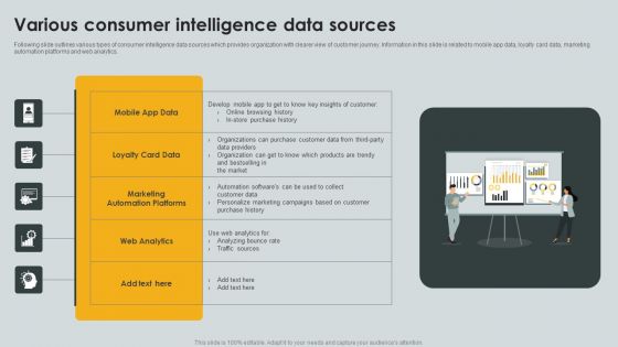 Various Consumer Intelligence Data Sources Ppt PowerPoint Presentation File Summary PDF