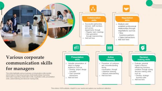 Various Corporate Communication Skills For Managers Clipart PDF Various Corporate Communication Skills For Managers Clipart PDF