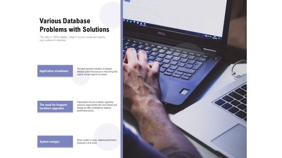 Various Database Problems With Solutions Ppt PowerPoint Presentation Infographics Mockup PDF