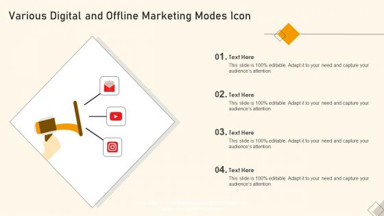 Various Digital And Offline Marketing Modes Icon Ppt Summary Graphics Example PDF