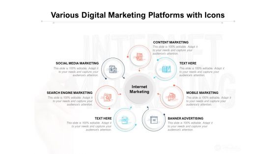 Various Digital Marketing Platforms With Icons Ppt PowerPoint Presentation Model Portrait