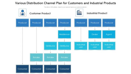 Various Distribution Channel Plan For Customers And Industrial Products Ppt Styles Mockup PDF