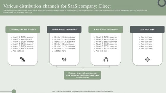 Various Distribution Channels For Saas Company Direct Ppt PowerPoint Presentation File Files PDF