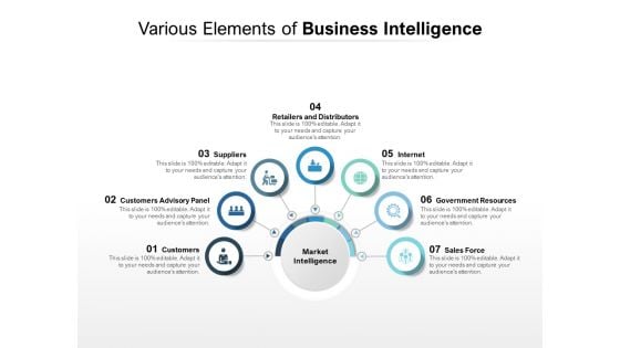 Various Elements Of Business Intelligence Ppt PowerPoint Presentation Icon Example File