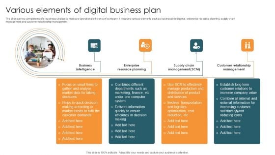 Various Elements Of Digital Business Plan Elements PDF