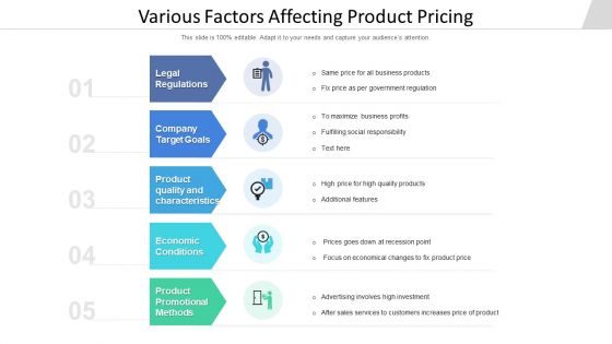 Various Factors Affecting Product Pricing Ppt PowerPoint Presentation File Visuals PDF