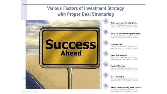 Various Factors Of Investment Strategy With Proper Deal Structuring Ppt PowerPoint Presentation Summary Maker