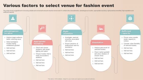 Various Factors To Select Venue For Fashion Event Inspiration PDF