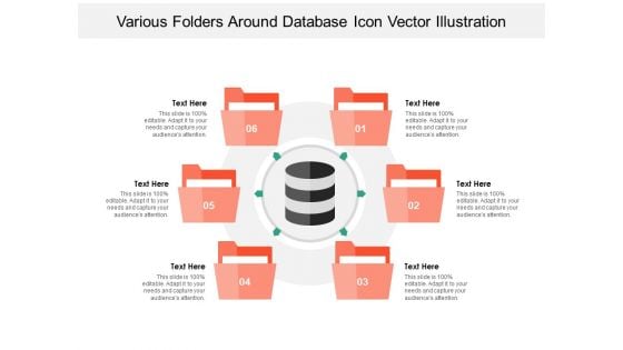 Various Folders Around Database Icon Vector Illustration Ppt PowerPoint Presentation File Examples PDF