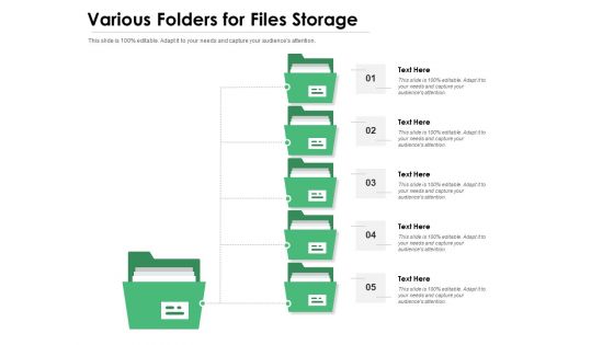 Various Folders For Files Storage Ppt PowerPoint Presentation File Example PDF