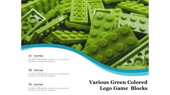 Various Green Colored Lego Game Blocks Ppt PowerPoint Presentation Infographics Slide PDF