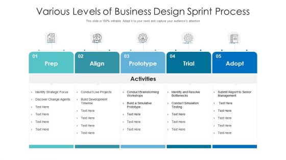 Various Levels Of Business Design Sprint Process Ppt PowerPoint Presentation File Guidelines PDF