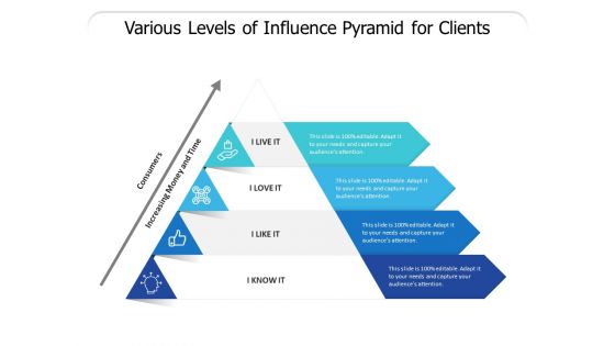 Various Levels Of Influence Pyramid For Clients Ppt PowerPoint Presentation Gallery Template PDF