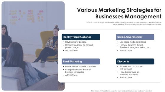 Various Marketing Strategies For Businesses Management Download PDF