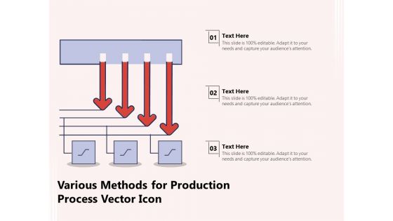 Various Methods For Production Process Vector Icon Ppt PowerPoint Presentation Icon Graphics Tutorials PDF