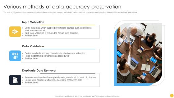 Various Methods Of Data Accuracy Preservation Elements PDF