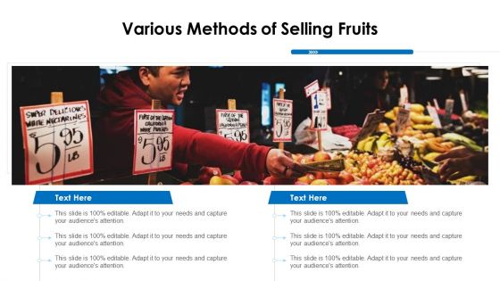 Various Methods Of Selling Fruits Ppt PowerPoint Presentation File Slides PDF