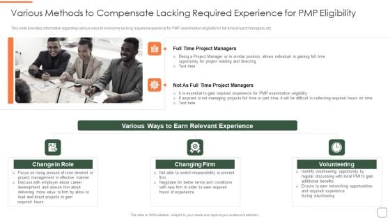 Various Methods To Compensate Lacking Required Experience For Pmp Eligibility Information PDF Various Methods To Compensate Lacking Required Experience For Pmp Eligibility Information PDF