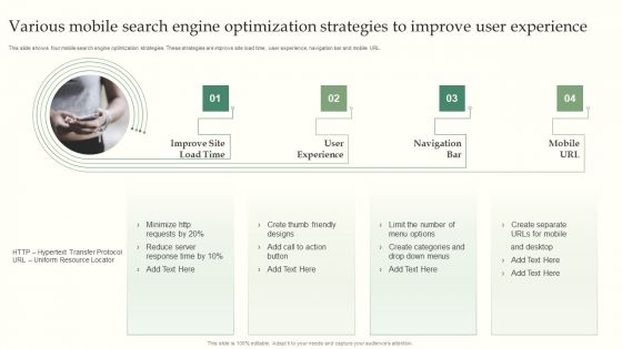 Various Mobile Search Engine Optimization Strategies To Improve User Experience Ideas PDF