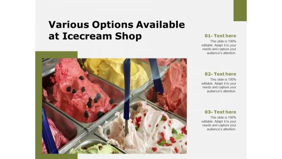 Various Options Available At Icecream Shop Ppt PowerPoint Presentation File Portfolio PDF