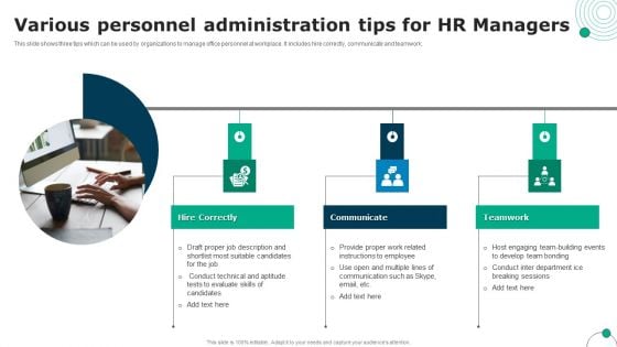 Various Personnel Administration Tips For HR Managers Slides PDF