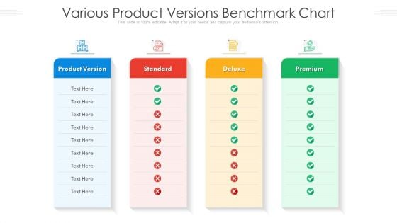 Various Product Versions Benchmark Chart Ppt PowerPoint Presentation Graphics PDF