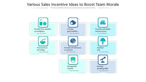 Various Sales Incentive Ideas To Boost Team Morale Ppt PowerPoint Presentation Gallery Design Ideas PDF