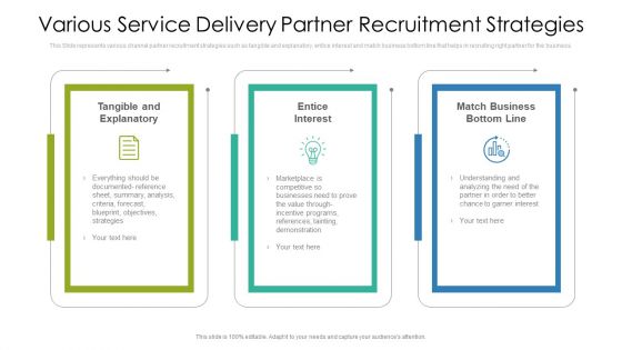 Various Service Delivery Partner Recruitment Strategies Ppt PowerPoint Presentation File Model PDF