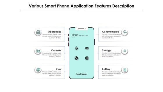 Various Smart Phone Application Features Description Ppt PowerPoint Presentation Pictures Graphic Images PDF Various Smart Phone Application Features Description Ppt PowerPoint Presentation Pictures Graphic Images PDF