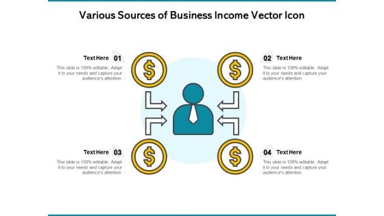 Various Sources Of Business Income Vector Icon Ppt PowerPoint Presentation Show Graphics PDF