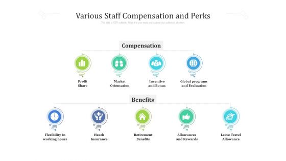 Various Staff Compensation And Perks Ppt PowerPoint Presentation Show Slide Portrait PDF