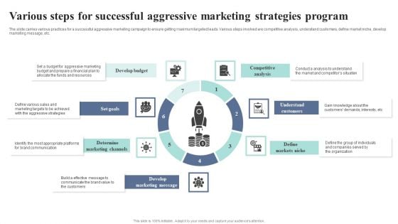 Various Steps For Successful Aggressive Marketing Strategies Program Slides PDF