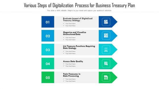 Various Steps Of Digitalization Process For Business Treasury Plan Ppt Professional Aids PDF