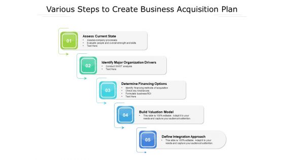 Various Steps To Create Business Acquisition Plan Ppt PowerPoint Presentation File Background Image PDF