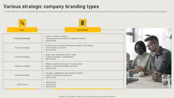 Various Strategic Company Branding Types Structure PDF