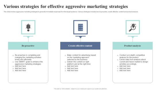 Various Strategies For Effective Aggressive Marketing Strategies Mockup PDF