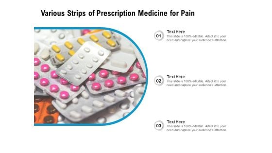 Various Strips Of Prescription Medicine For Pain Ppt PowerPoint Presentation File Clipart Images PDF