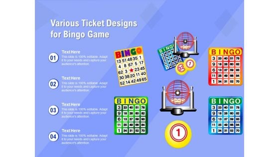 Various Ticket Designs For Bingo Game Ppt PowerPoint Presentation Icon Professional PDF