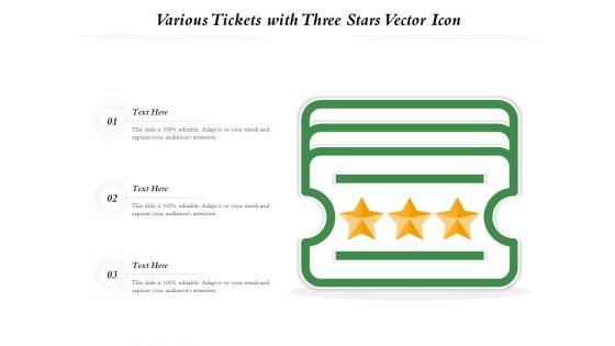 Various Tickets With Three Stars Vector Icon Ppt PowerPoint Presentation Gallery Brochure PDF