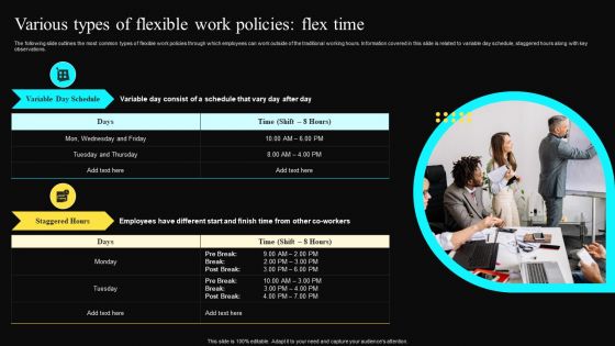 Various Types Of Flexible Work Policies Flex Time Slides PDF