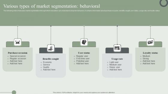 Various Types Of Market Segmentation Behavioral Ppt PowerPoint Presentation File Styles PDF Various Types Of Market Segmentation Behavioral Ppt PowerPoint Presentation File Styles PDF