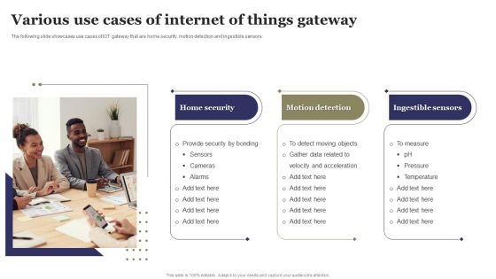 Various Use Cases Of Internet Of Things Gateway Ppt Model Templates PDF