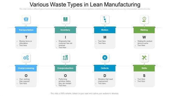 Various Waste Types In Lean Manufacturing Ppt Pictures Example PDF Various Waste Types In Lean Manufacturing Ppt Pictures Example PDF