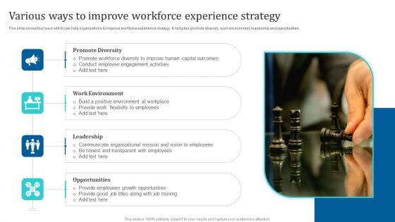 Various Ways To Improve Workforce Experience Strategy Ppt PowerPoint Presentation File Portrait PDF Various Ways To Improve Workforce Experience Strategy Ppt PowerPoint Presentation File Portrait PDF