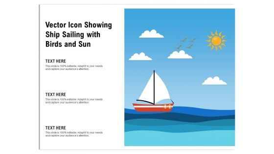 Vector Icon Showing Ship Sailng With Birds And Sun Ppt PowerPoint Presentation Gallery Maker PDF