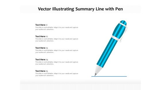 Vector Illustrating Summary Line With Pen Ppt PowerPoint Presentation Gallery Icons PDF