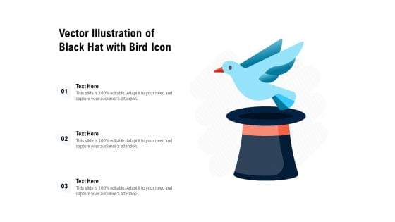 Vector Illustration Of Black Hat With Bird Icon Ppt PowerPoint Presentation File Slide PDF