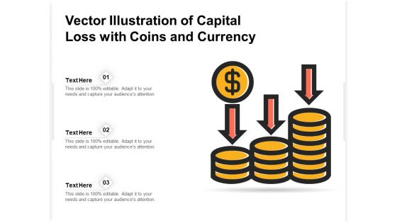 Vector Illustration Of Capital Loss With Coins And Currency Ppt PowerPoint Presentation File Background Designs PDF