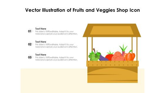 Vector Illustration Of Fruits And Veggies Shop Icon Ppt PowerPoint Presentation Gallery File Formats PDF