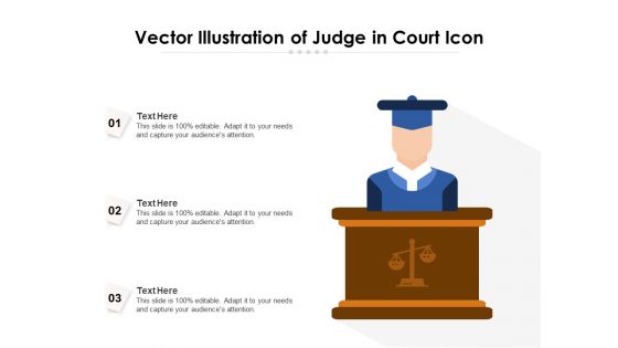 Vector Illustration Of Judge In Court Icon Ppt PowerPoint Presentation Gallery Elements PDF